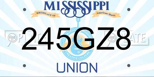 245GZ8 Mississippi License Plate