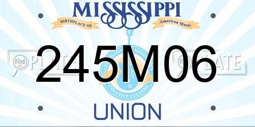245M06 Mississippi License Plate