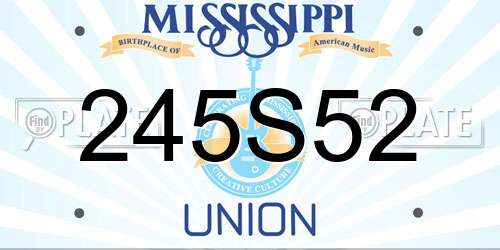 245S52 Mississippi License Plate