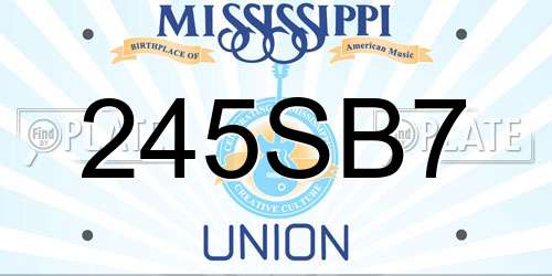 245SB7 Mississippi License Plate