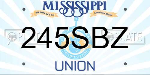245SBZ Mississippi License Plate