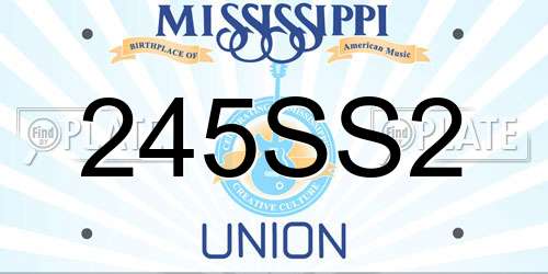 245SS2 Mississippi License Plate