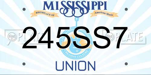 245SS7 Mississippi License Plate