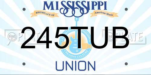 245TUB Mississippi License Plate