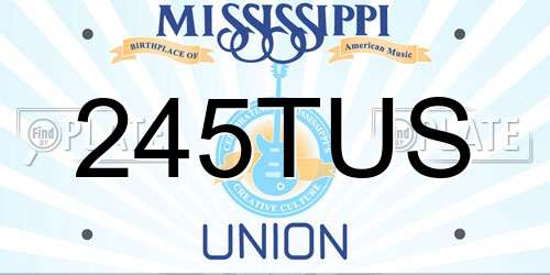 245TUS Mississippi License Plate