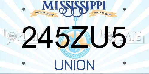 245ZU5 Mississippi License Plate