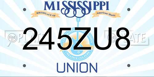 245ZU8 Mississippi License Plate