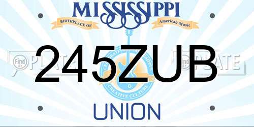 245ZUB Mississippi License Plate
