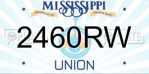 2460RW Mississippi License Plate