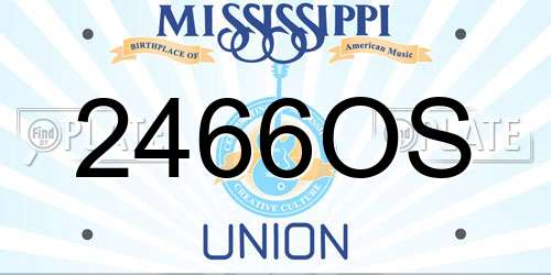 2466OS Mississippi License Plate