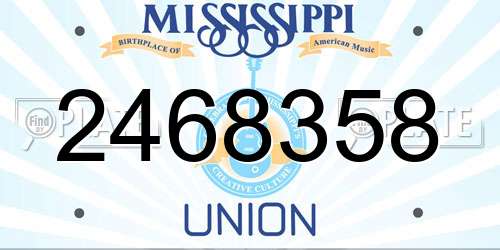 2468358 Mississippi License Plate