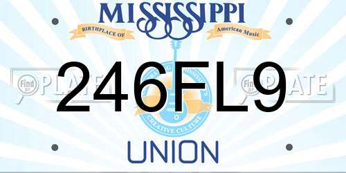 246FL9 Mississippi License Plate