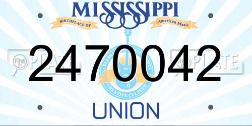 2470042 Mississippi License Plate