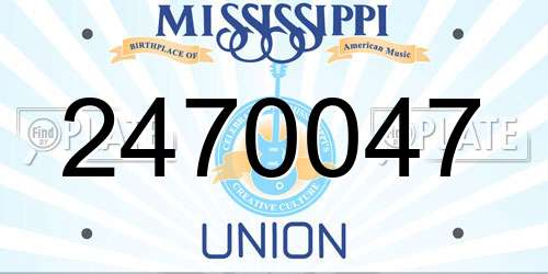 2470047 Mississippi License Plate