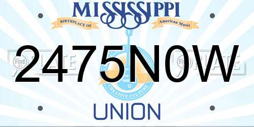 2475N0W Mississippi License Plate
