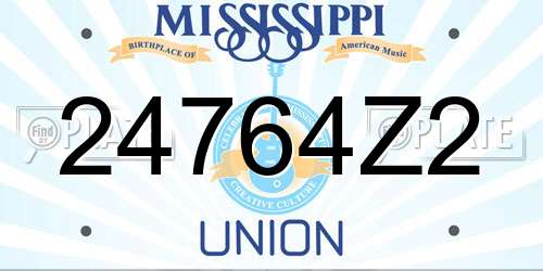 24764Z2 Mississippi License Plate
