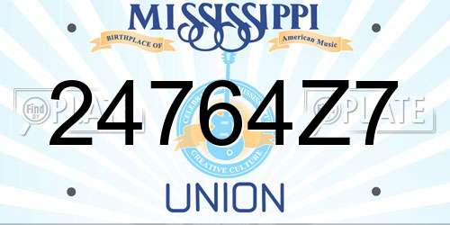24764Z7 Mississippi License Plate