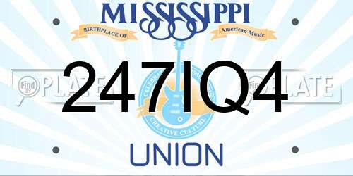 247IQ4 Mississippi License Plate