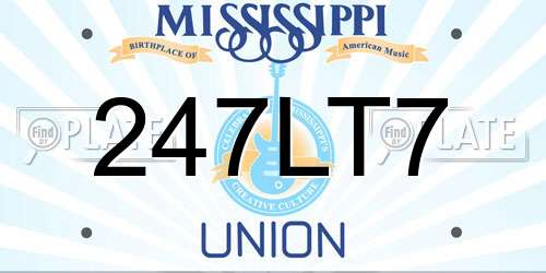 247LT7 Mississippi License Plate