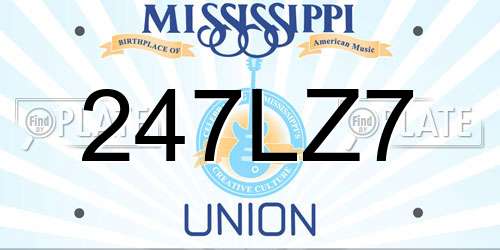 247LZ7 Mississippi License Plate