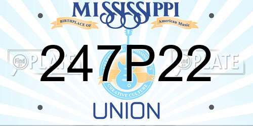 247P22 Mississippi License Plate