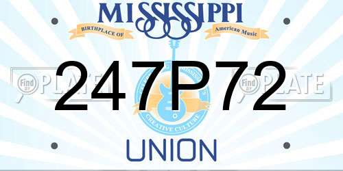 247P72 Mississippi License Plate