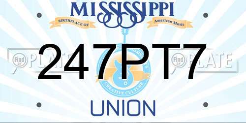 247PT7 Mississippi License Plate