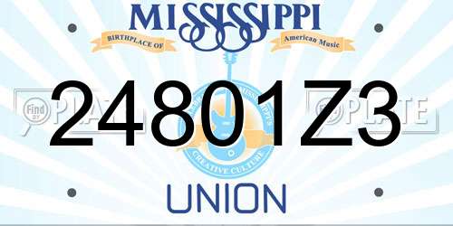24801Z3 Mississippi License Plate
