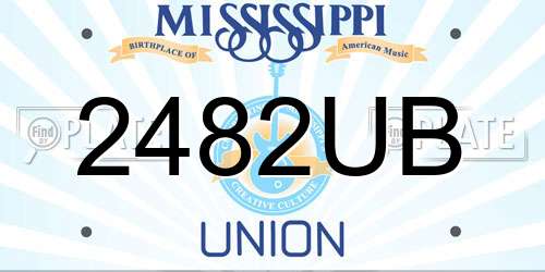 2482UB Mississippi License Plate
