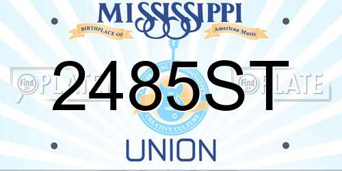 2485ST Mississippi License Plate