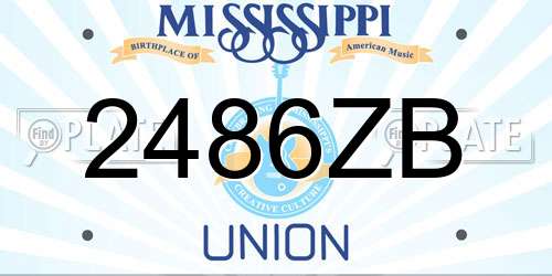 2486ZB Mississippi License Plate
