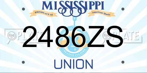 2486ZS Mississippi License Plate