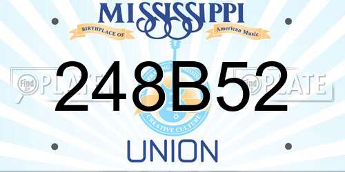 248B52 Mississippi License Plate