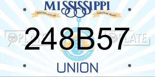 248B57 Mississippi License Plate
