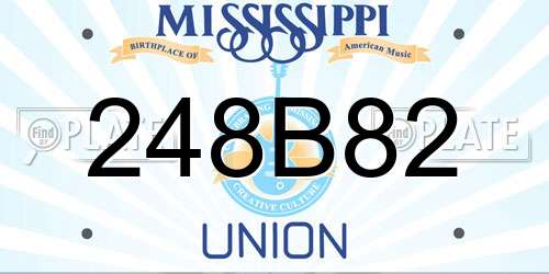 248B82 Mississippi License Plate