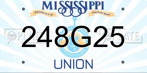 248G25 Mississippi License Plate