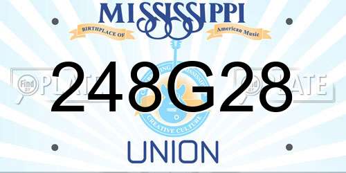 248G28 Mississippi License Plate