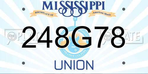 248G78 Mississippi License Plate