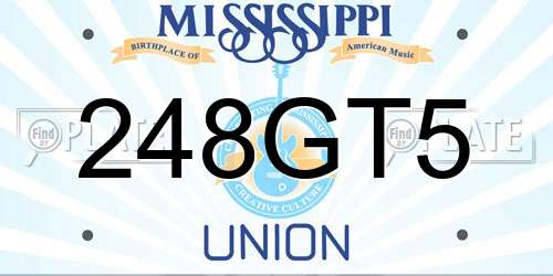 248GT5 Mississippi License Plate