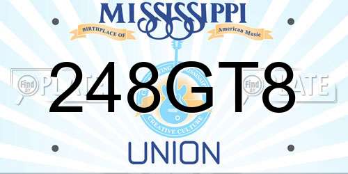 248GT8 Mississippi License Plate