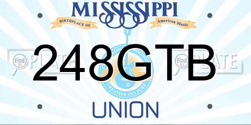 248GTB Mississippi License Plate