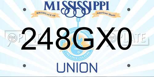 248GX0 Mississippi License Plate