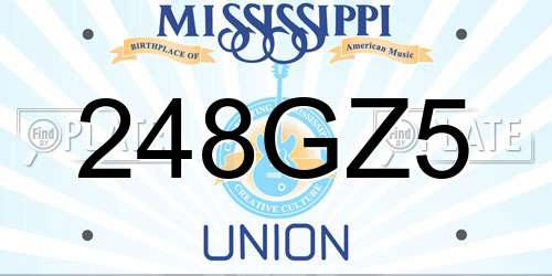 248GZ5 Mississippi License Plate