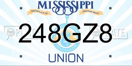 248GZ8 Mississippi License Plate