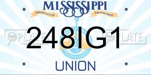 248IG1 Mississippi License Plate
