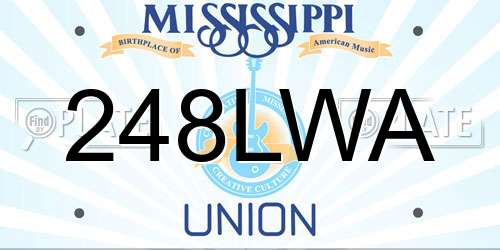 248LWA Mississippi License Plate