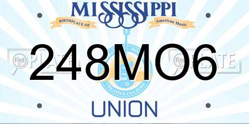 248MO6 Mississippi License Plate