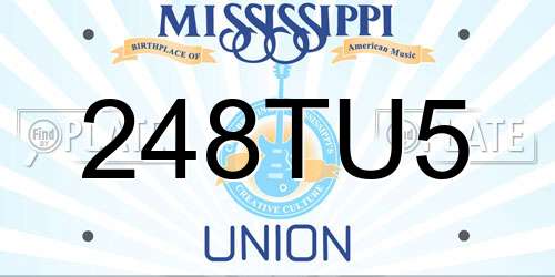 248TU5 Mississippi License Plate