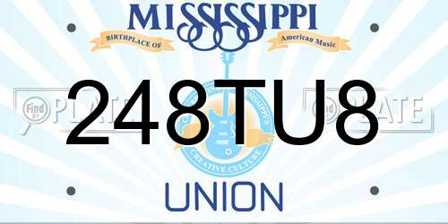 248TU8 Mississippi License Plate