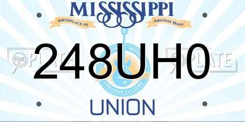 248UH0 Mississippi License Plate